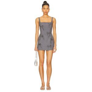 Milkwhite Mini Dress With Bows in Grey Small New Womens Crystal Cocktail